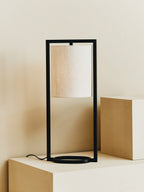 Black Metal Table Lamp with Grey Shade