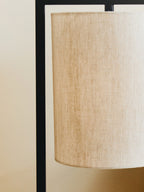 Black Metal Table Lamp with Grey Shade