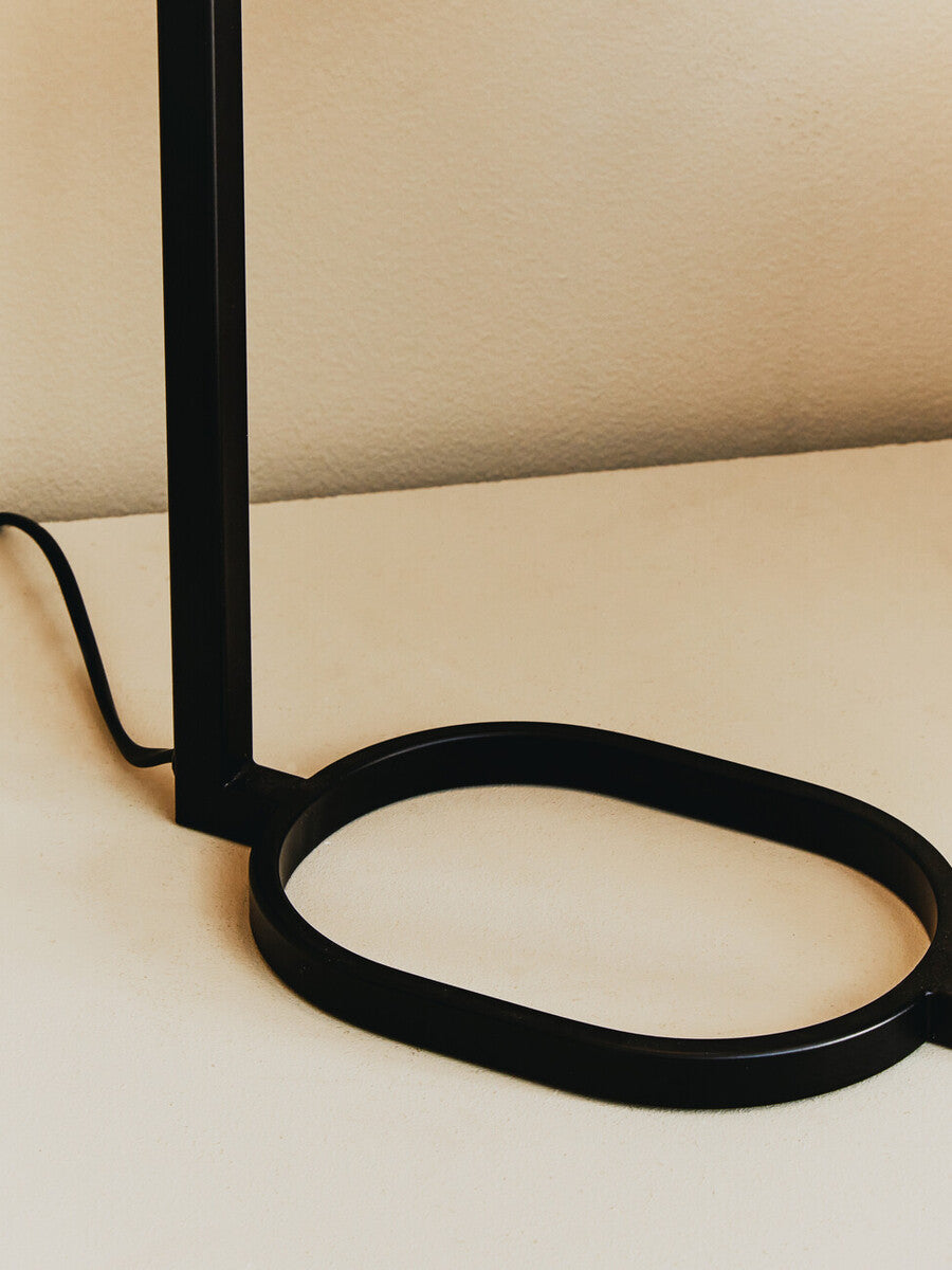 Black Metal Table Lamp with Grey Shade