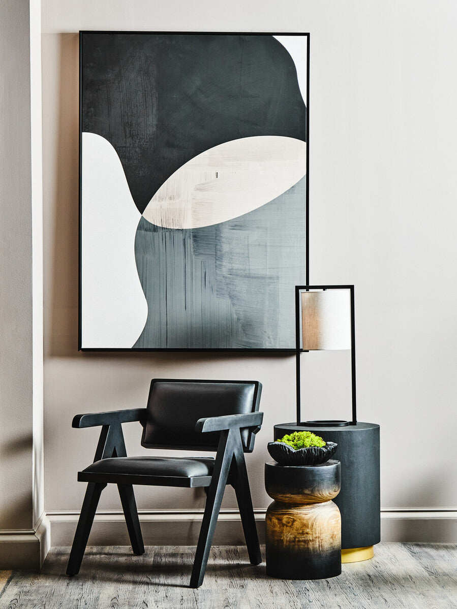 Black Metal Table Lamp with Grey Shade