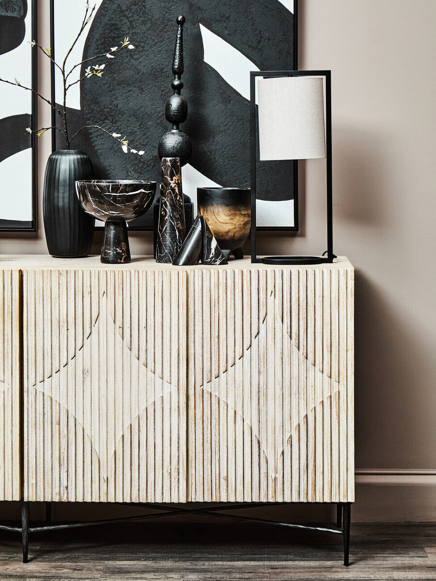 Black Metal Table Lamp with Grey Shade
