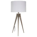 White and Silver Compact Table Lamp