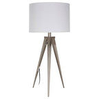 White and Silver Compact Table Lamp
