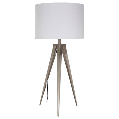 White and Silver Compact Table Lamp