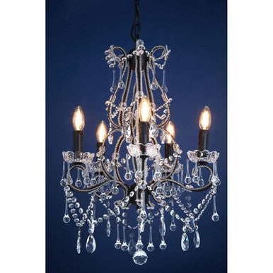 5 Bulb Crystal Glass Chandelier