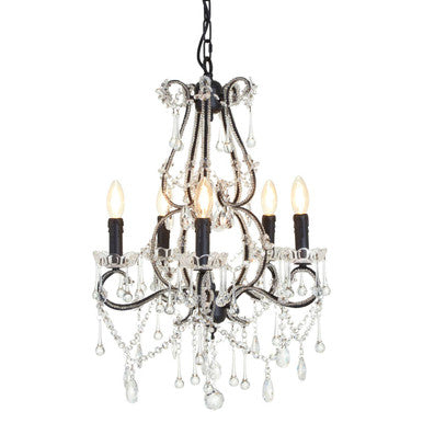 5 Bulb Crystal Glass Chandelier