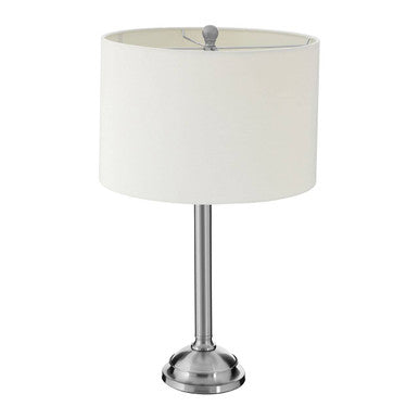 Polished Silver Table Lamp with Cream Drum Shade
