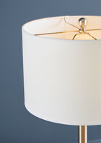 Polished Silver Table Lamp with Cream Drum Shade
