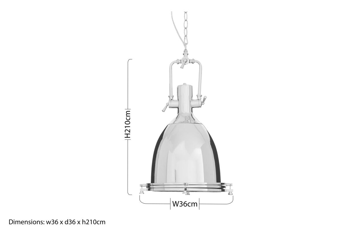 Large Chrome Plain Pendant Light