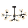Matte Black Finish and Glass 12 Bulb Pendant Light