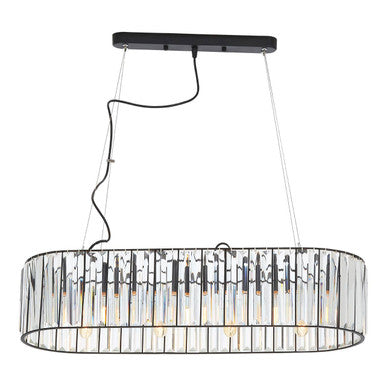 Black Finish and Glass 4 Bulb Pendant Light