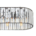 Black Finish and Glass 4 Bulb Pendant Light