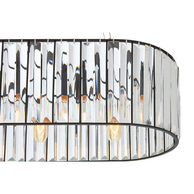 Black Finish and Glass 4 Bulb Pendant Light