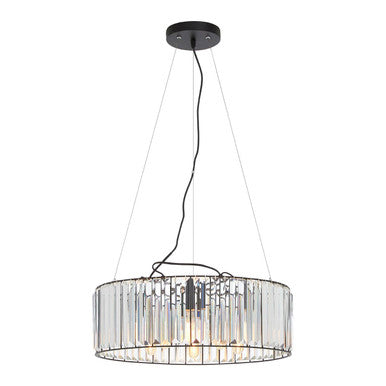 Black Finish and Glass 5 Bulb Ceiling Light