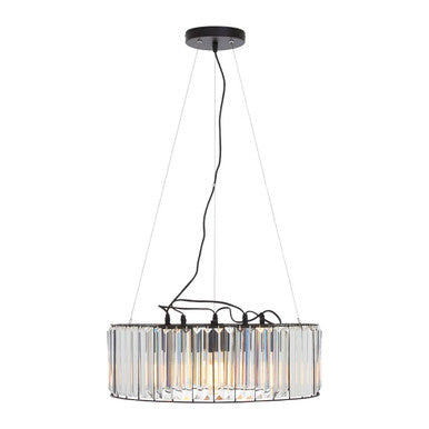 Black Finish and Glass 5 Bulb Ceiling Light