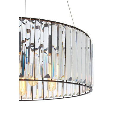 Black Finish and Glass 5 Bulb Ceiling Light