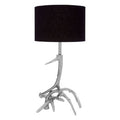 Silver Metal Table Lamp with Black Fabric Shade