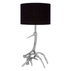 Silver Metal Table Lamp with Black Fabric Shade