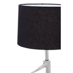Silver Metal Table Lamp with Black Fabric Shade
