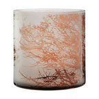 Etched Branch Medium Glass Hurricane Candle Holder
