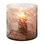 Etched Branch Medium Glass Hurricane Candle Holder