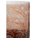 Etched Branch Medium Glass Hurricane Candle Holder