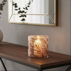 Etched Branch Medium Glass Hurricane Candle Holder