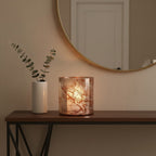 Brown Etched Branch Glass Hurricane Candle Holder