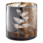 Etched Fern Glass Hurricane Candle Holder