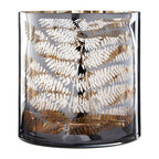 Etched Fern Glass Hurricane Candle Holder