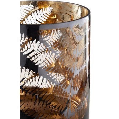 Etched Fern Glass Hurricane Candle Holder