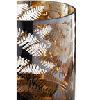 Etched Fern Glass Hurricane Candle Holder