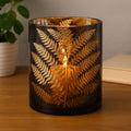 Etched Fern Glass Hurricane Candle Holder