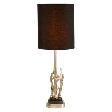 Black and Silver Metal Table Lamp with Marble Base
