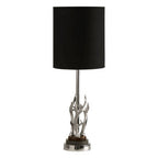 Black and Silver Metal Table Lamp with Marble Base