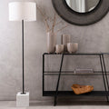 Natural Linen Shade with White Marble Base Floor Lamp