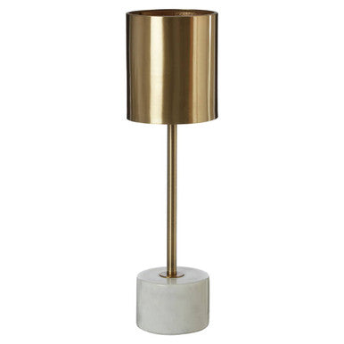 Brushed Brass Table Lamp with White Marble Base