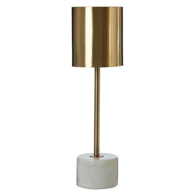 Brushed Brass Table Lamp with White Marble Base