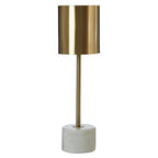 Brushed Brass Table Lamp with White Marble Base