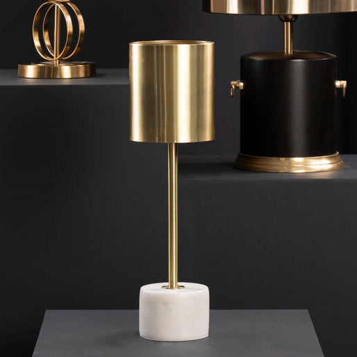 Brushed Brass Table Lamp with White Marble Base