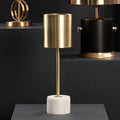 Brushed Brass Table Lamp with White Marble Base