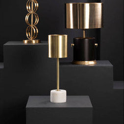 Brushed Brass Table Lamp with White Marble Base