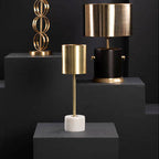 Brushed Brass Table Lamp with White Marble Base