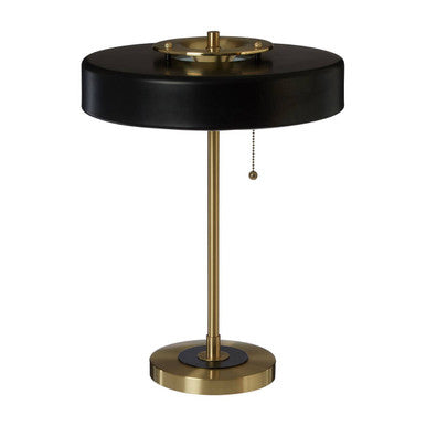 Black and Gold Table Lamp with Brushed Brass Base