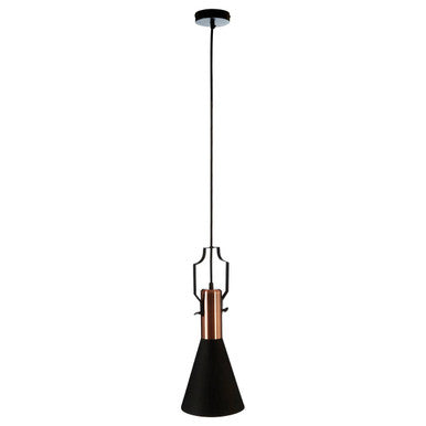 Small Pendant Light in Black and Copper