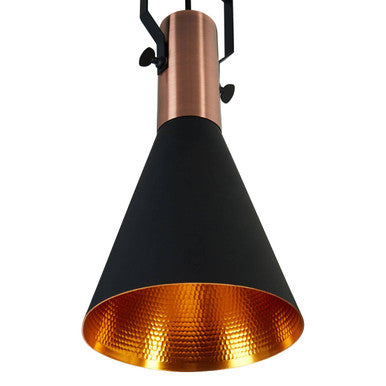 Small Pendant Light in Black and Copper
