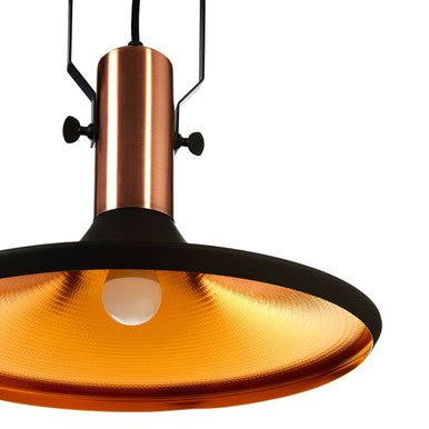Large Pendant Light in Black and Copper