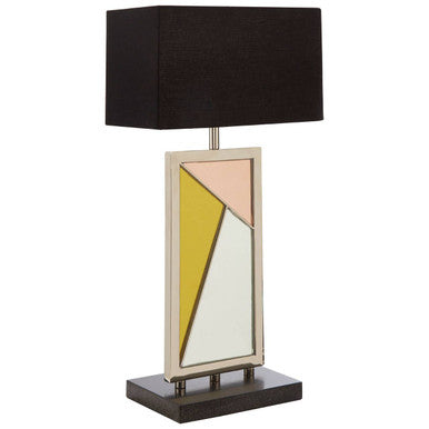 Mirror Panel Table Lamp with Black Marble Base