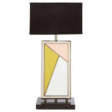 Mirror Panel Table Lamp with Black Marble Base