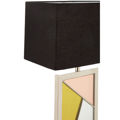 Mirror Panel Table Lamp with Black Marble Base